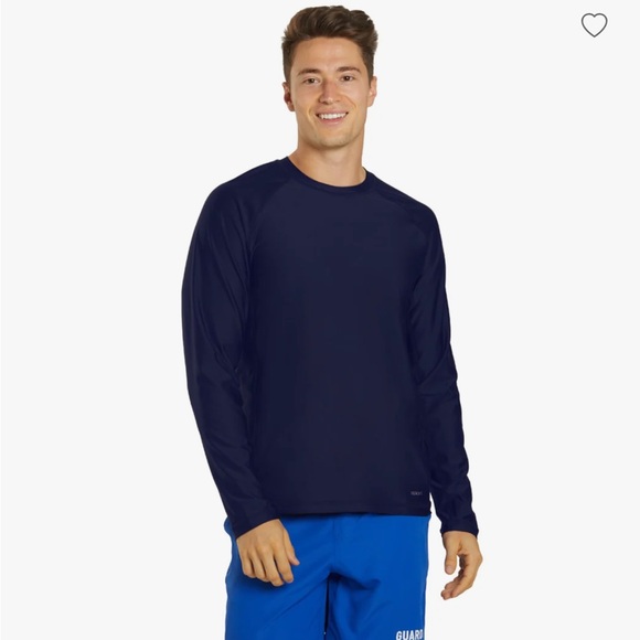 SPORTI UPF 50+ Swim Rash guard Comfort Fit Long Sleeve T-Shirt navy blue medium - Picture 3 of 5